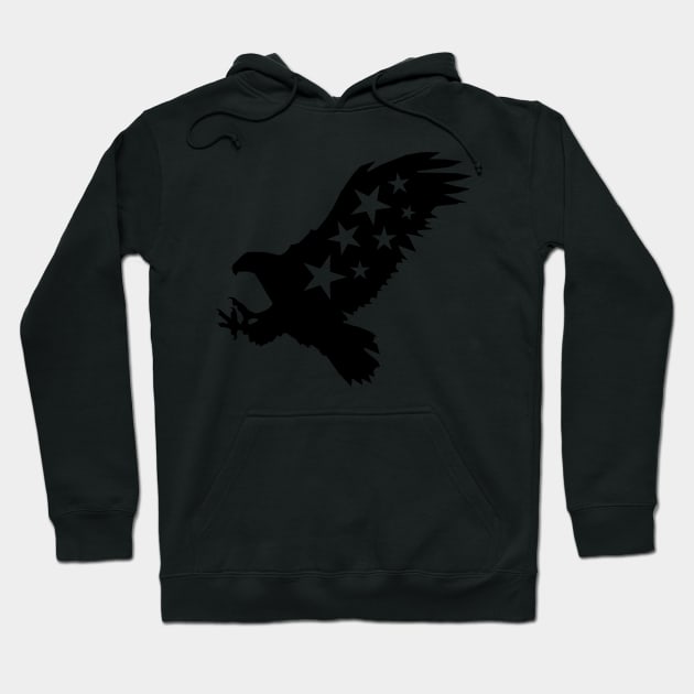 Eagle With Stars Black And White Hoodie by CANJ72